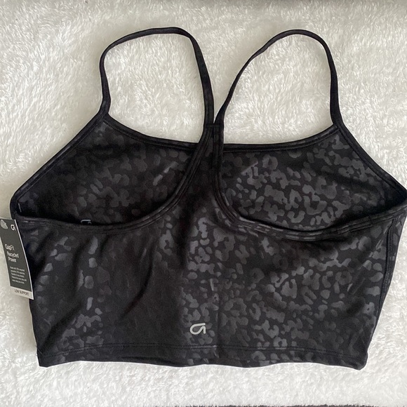NEW, GapFit Power Built in Bra Cropped Tank, Black Leopard Print - Picture 3 of 4